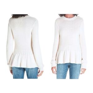 $295 Rebecca Taylor Vintage Sweater Large 12 Cotton Wool Mix Stitch Top
